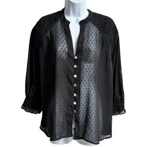 ✨3 for $18✨ Zara Black Sheer Blouse with Embroidery Detail